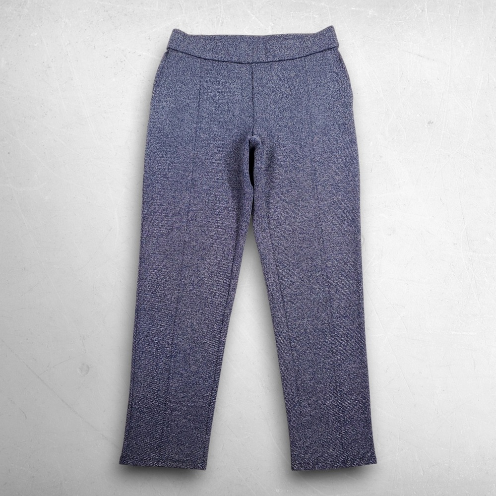 J Jill Smooth Fit Slim Leg Pants Women S Blue White Knit Stretch Wearever Travel
